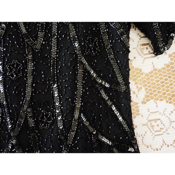 Vintage Black Sequined Blouse size Medium - Picture 5 of 8